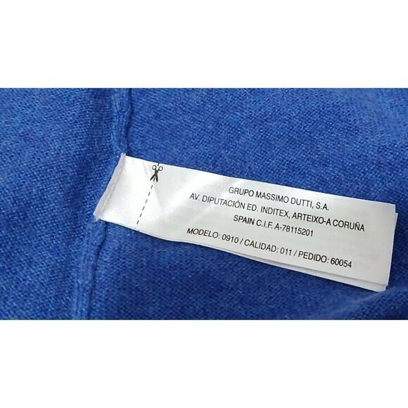 Massimo dutti mens xl slate blue 100% cashmere sweater Vneck longsleeve - Picture 6 of 8